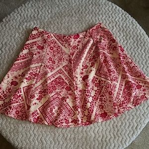 Cream & red flared skirt